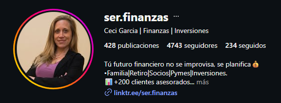 Perfil de Instagram de ser.finanzas