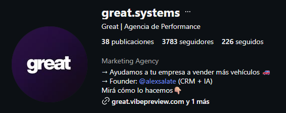 Perfil de Instagram de great.systems