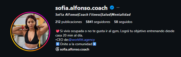 Perfil de Instagram de sofia.alfonso.coach